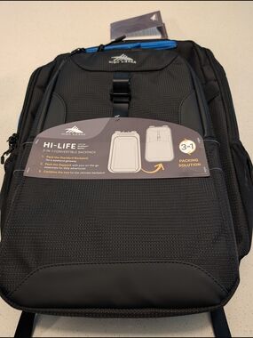 High Sierra Hi-Life 3-in-1 Convertible Backpack - Black with Blue Accent